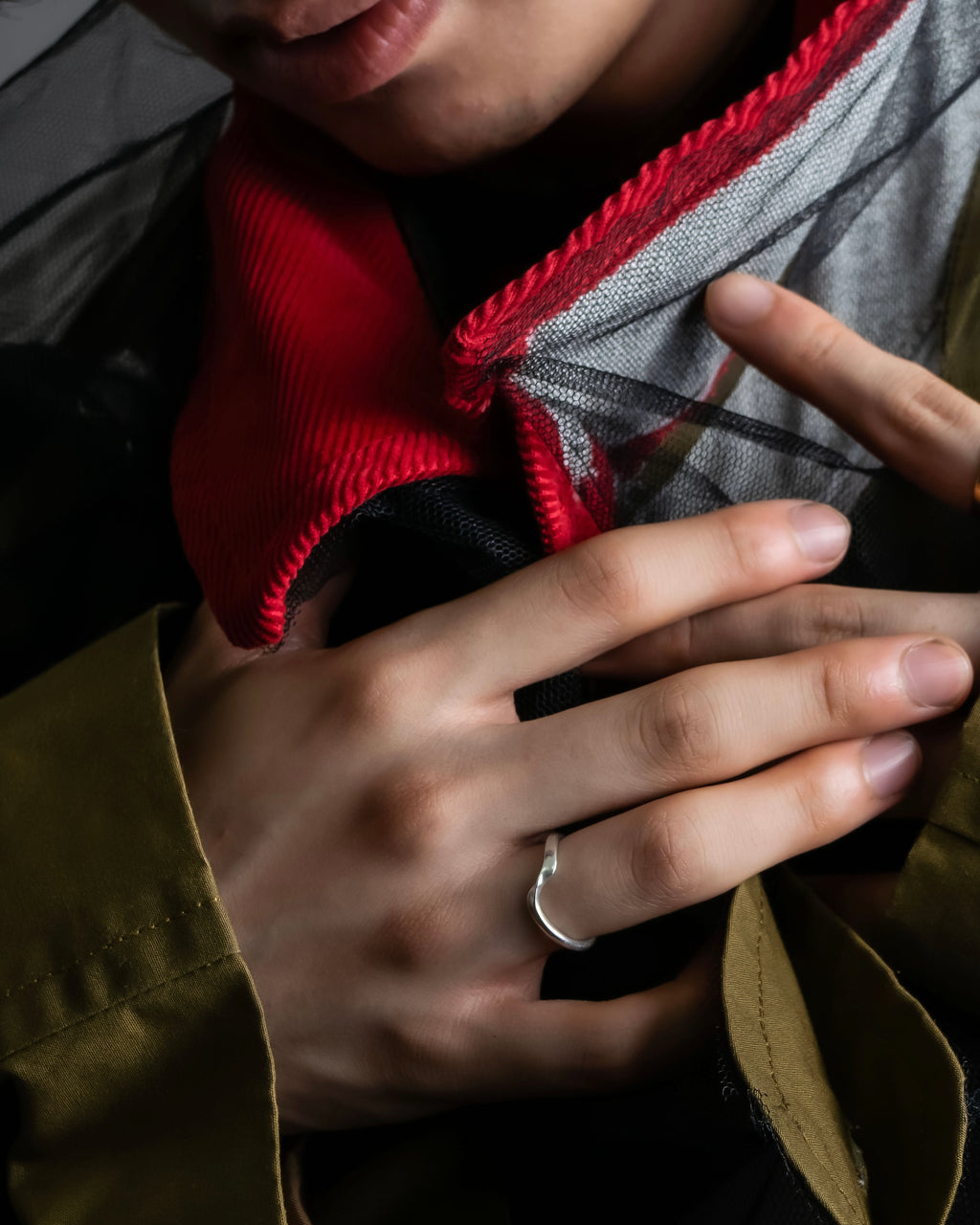 "MAISON MARGIELA" 20AW reconstructed tulle docking trench coat