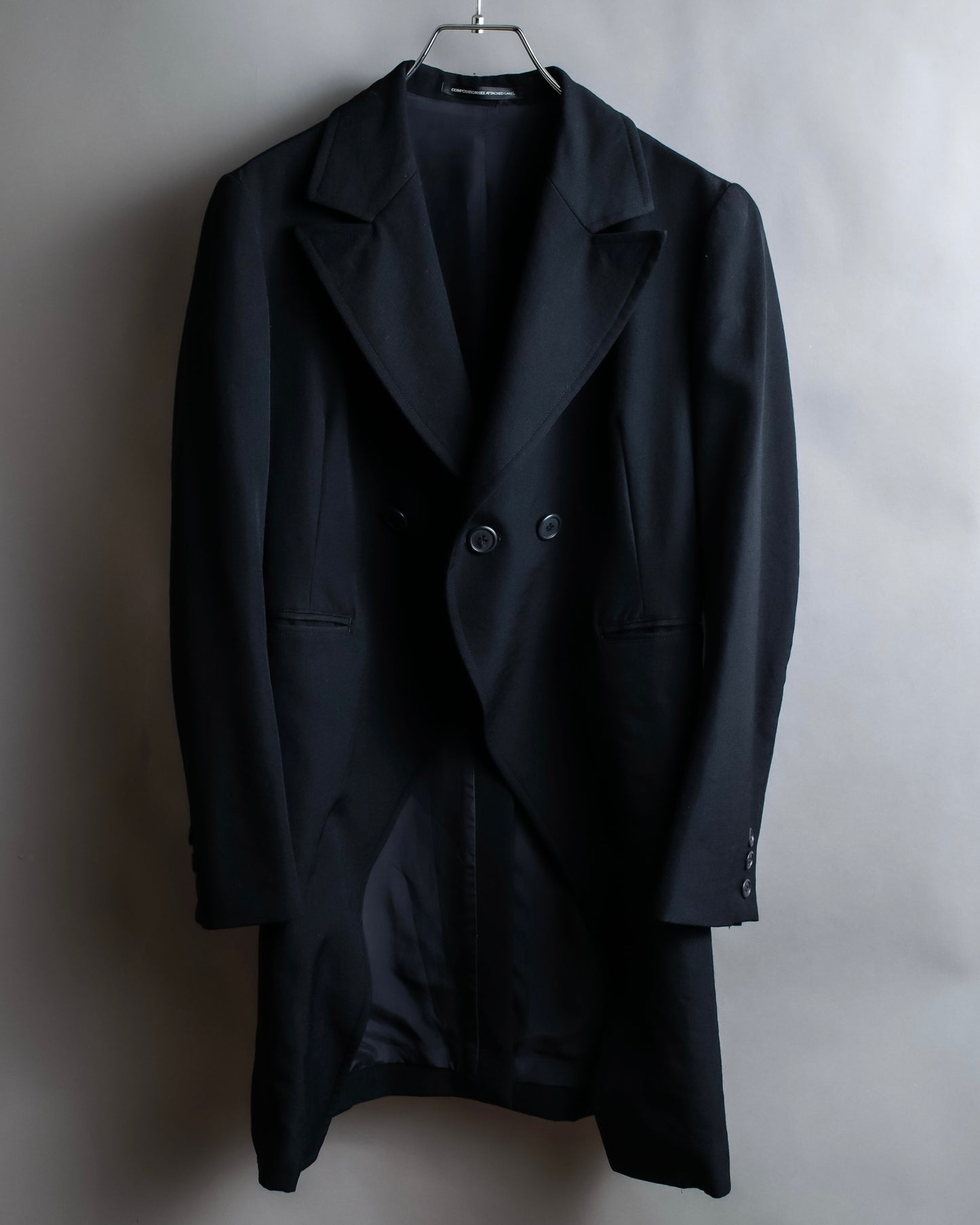 "Y's" Peak lapel double breasted morning coat