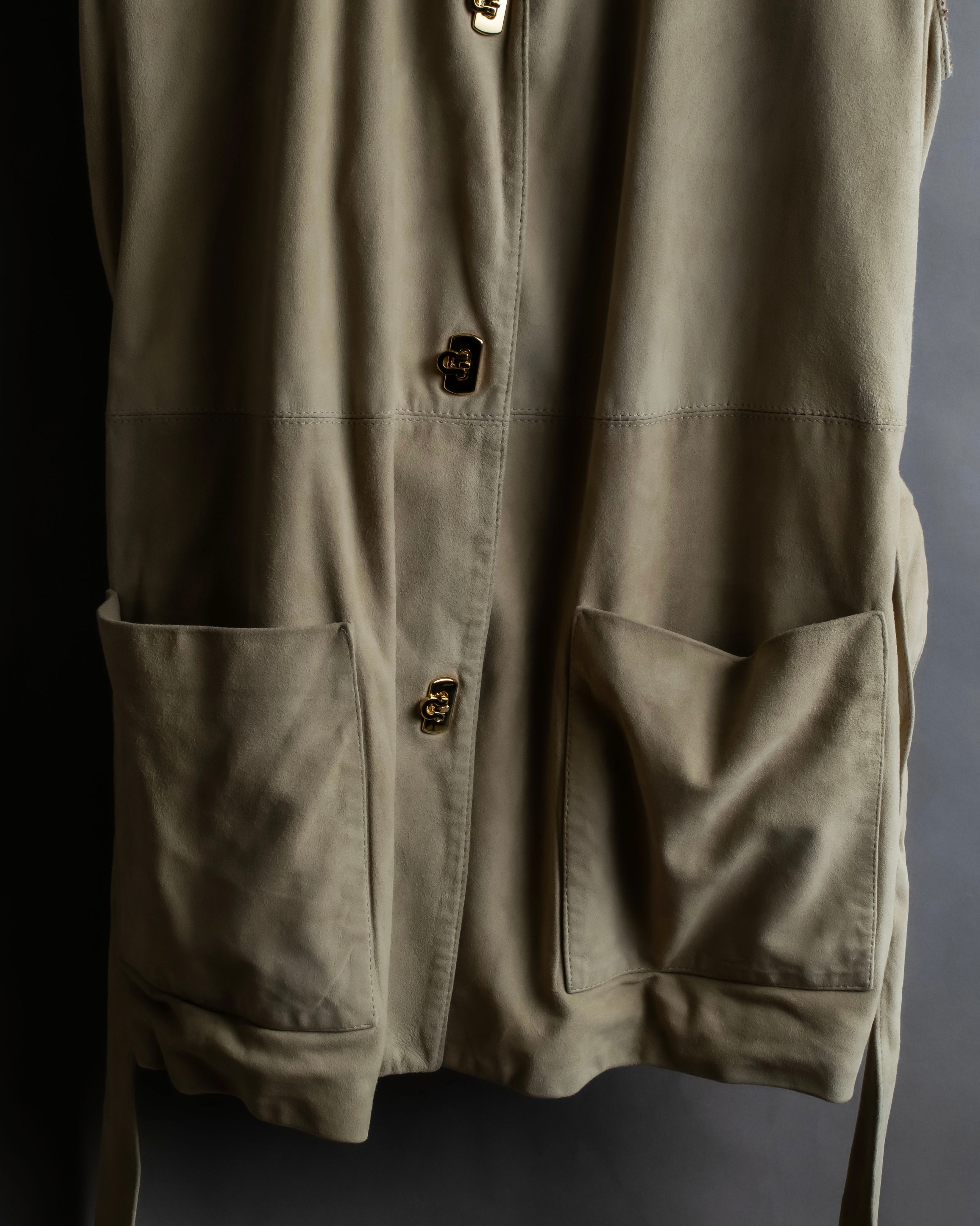 "Salvatore Ferragamo" Belted suede sleeveless dress