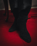 -SPECIAL- "Hermès" 90's-00's Margiela era fold-over black suede belt boots