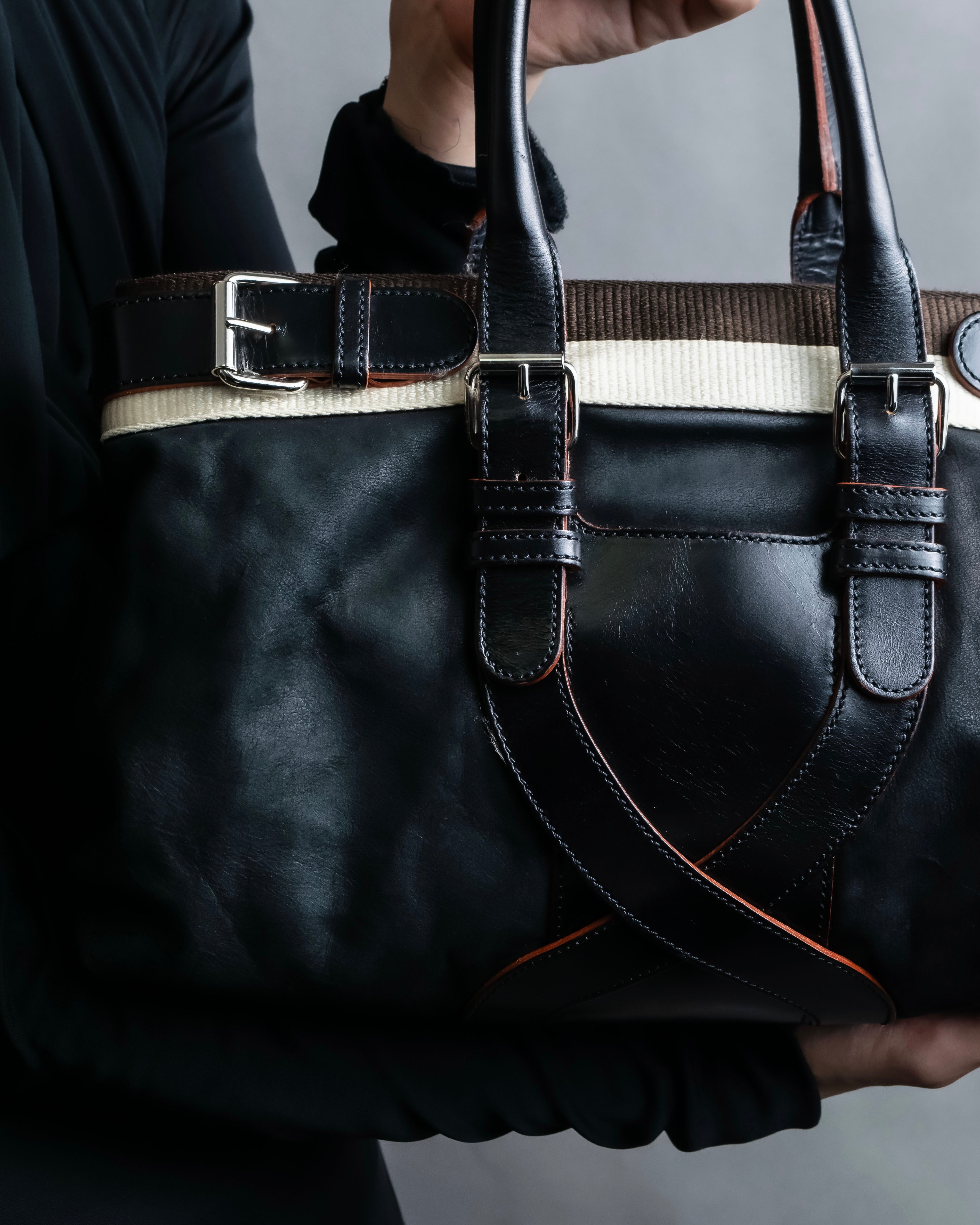 "LOEWE"　Belt design logo engraved tote bag