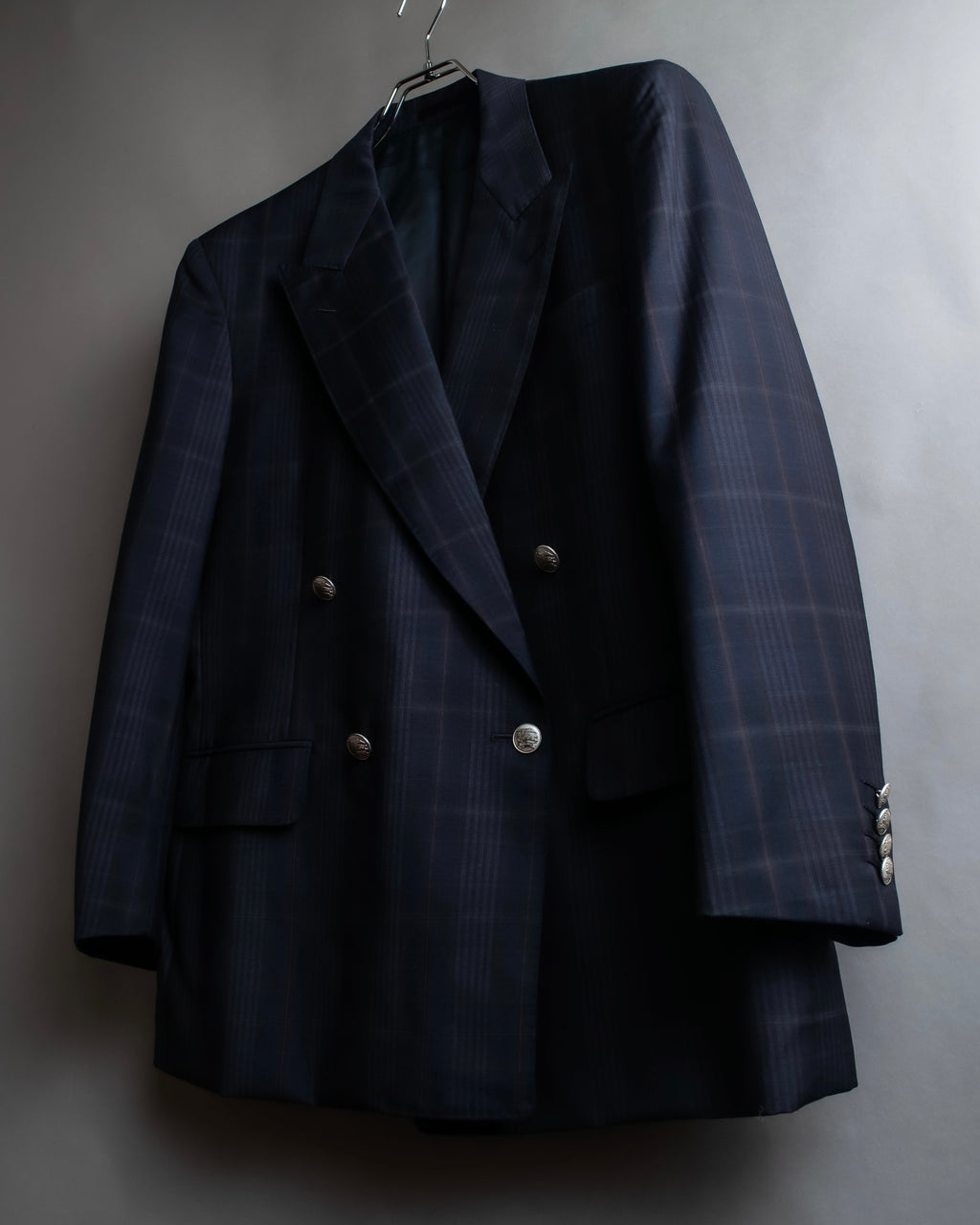 "BURBERRYS" Micro check pattern metal button blazer