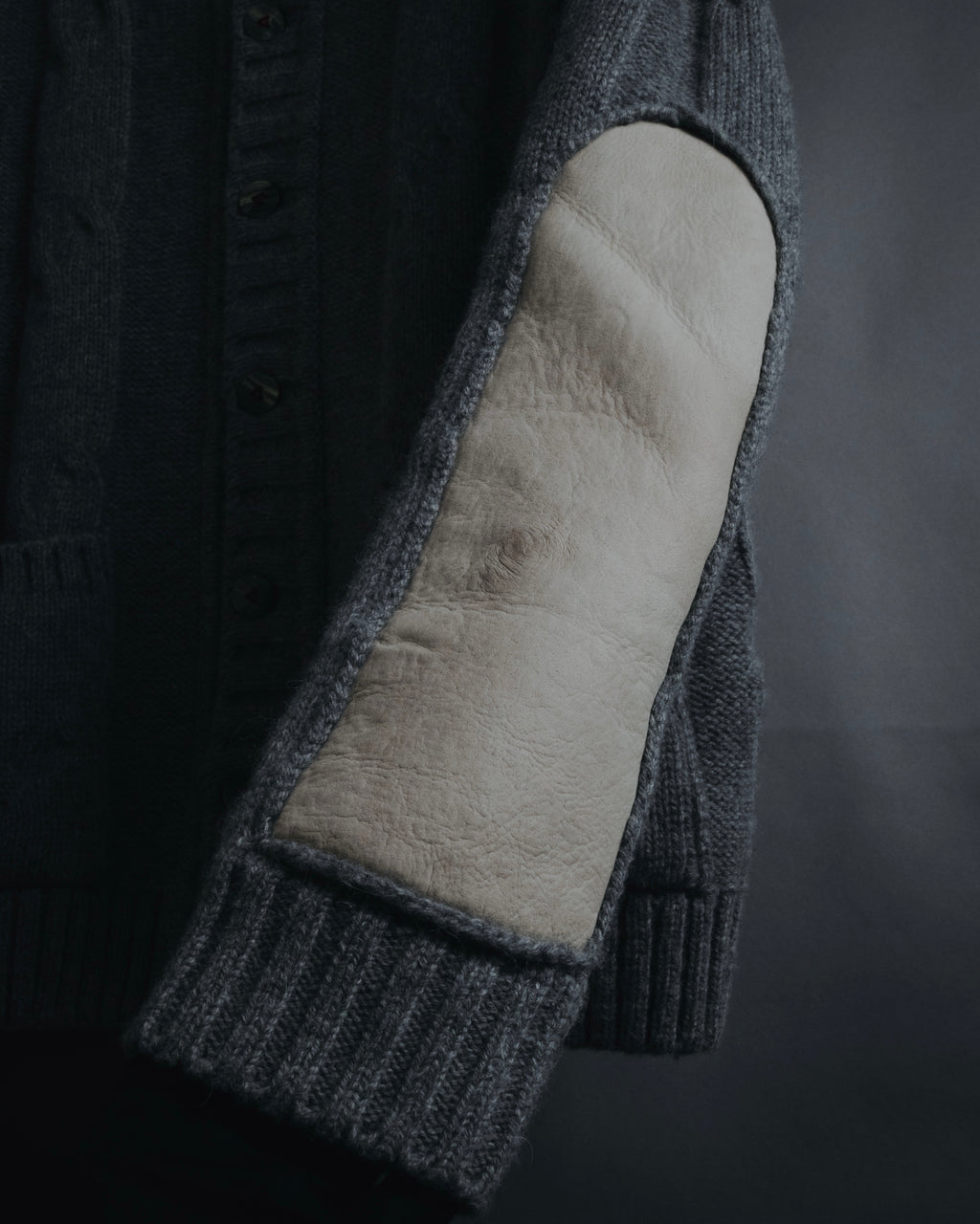 "H953" Shearling-collared cable-knit jacket