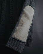 "H953" Shearling-collared cable-knit jacket