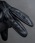 "HERMES" Stud &amp; ring design anjo leather gloves
