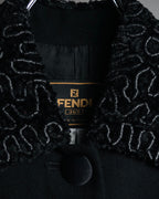 –SPECIAL– “FENDI” 90’s Embroidered collar long tailored jacket