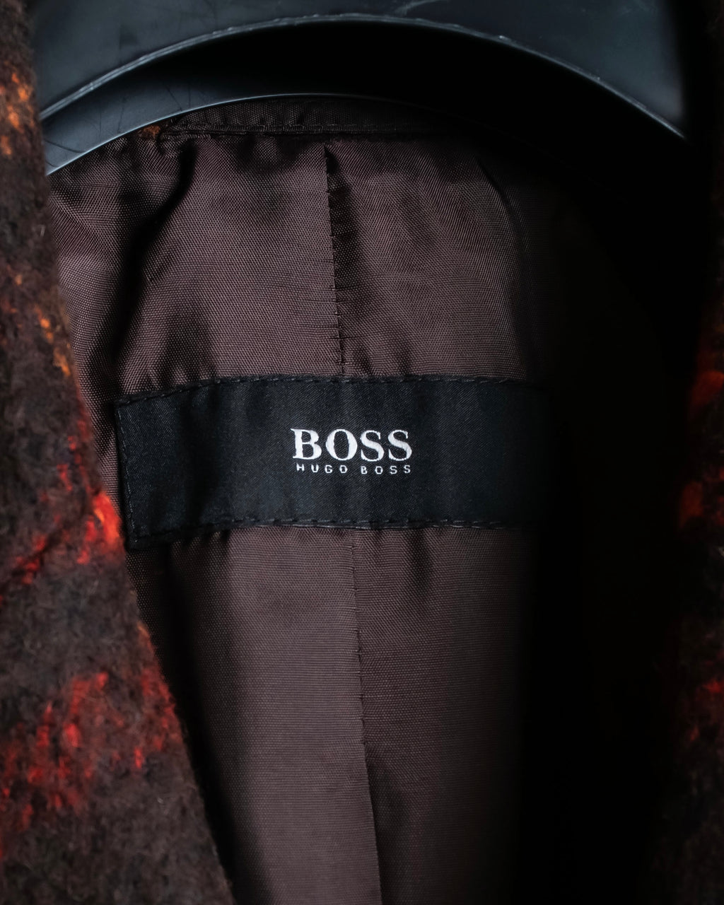 "HUGO BOSS" Plaid brushed wool tailored coat