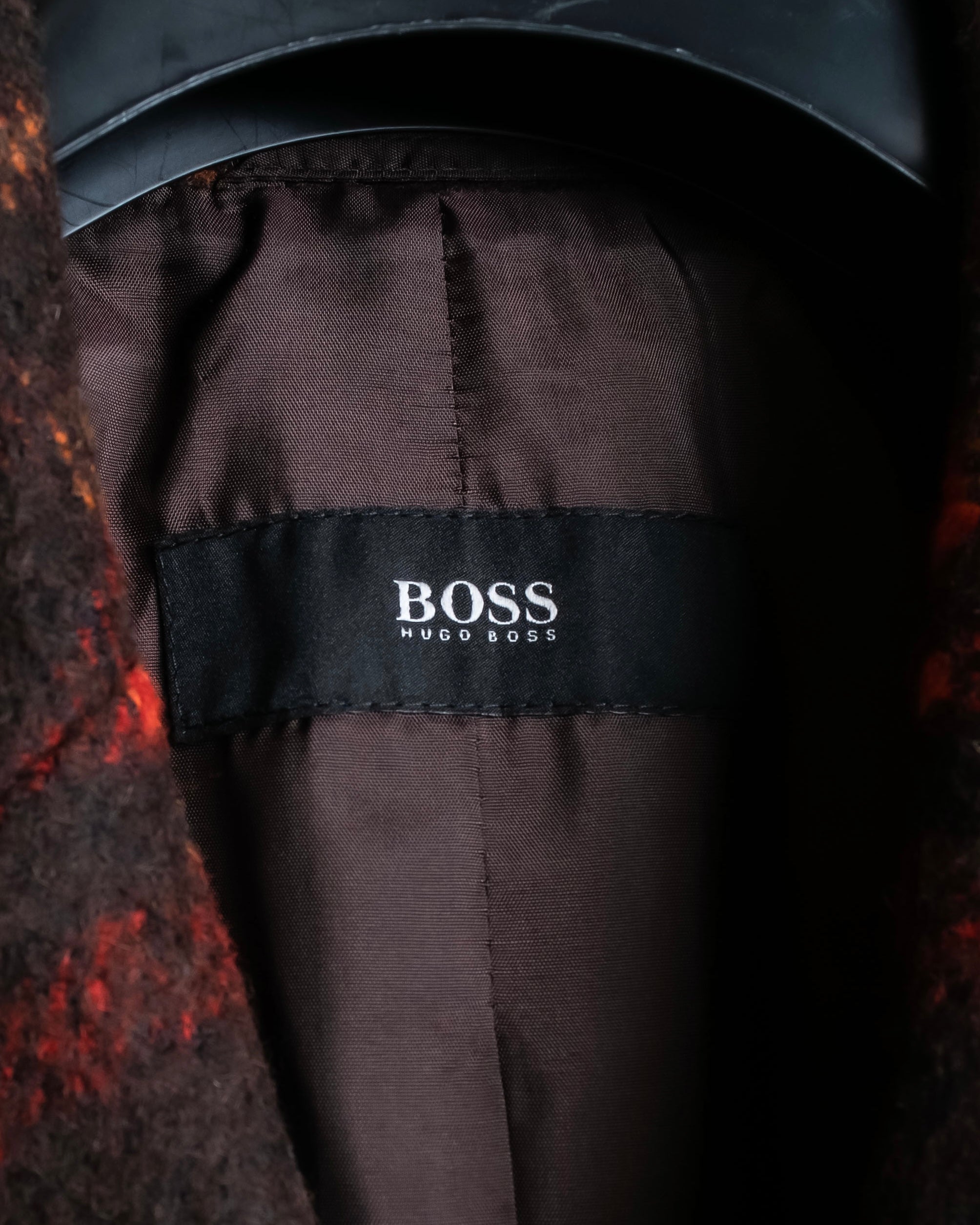 "HUGO BOSS" Plaid brushed wool tailored coat