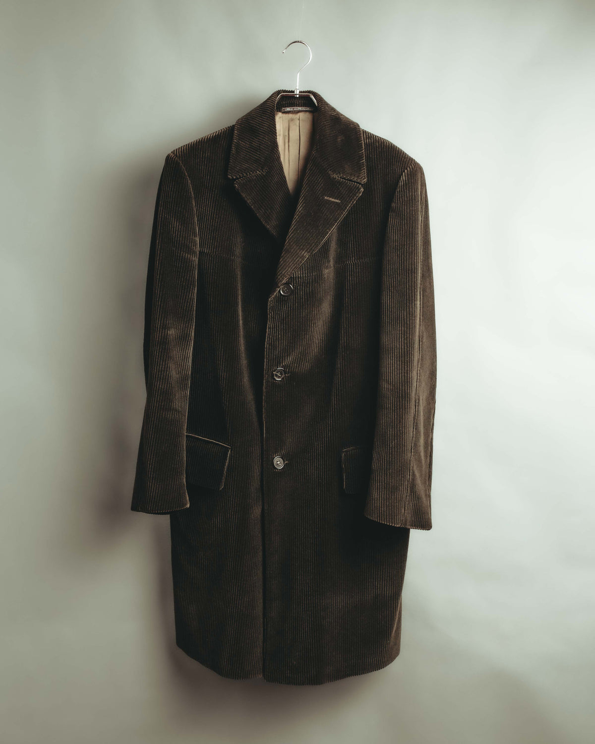 -SPECIAL- "GUCCI" 90's-00's Dark brown corduroy tailored chesterfield coat