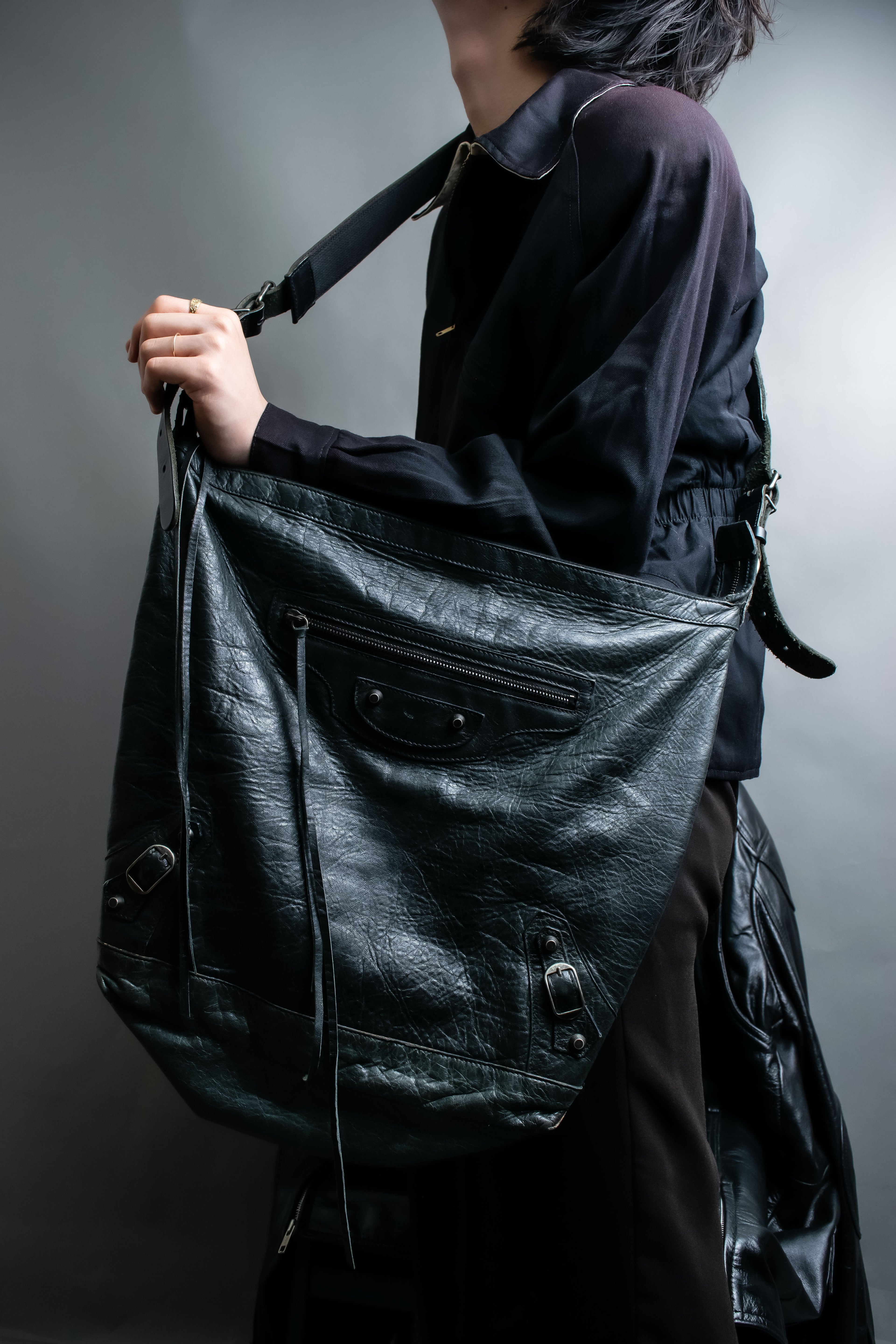 “BALENCIAGA” The Day leather shoulder bag