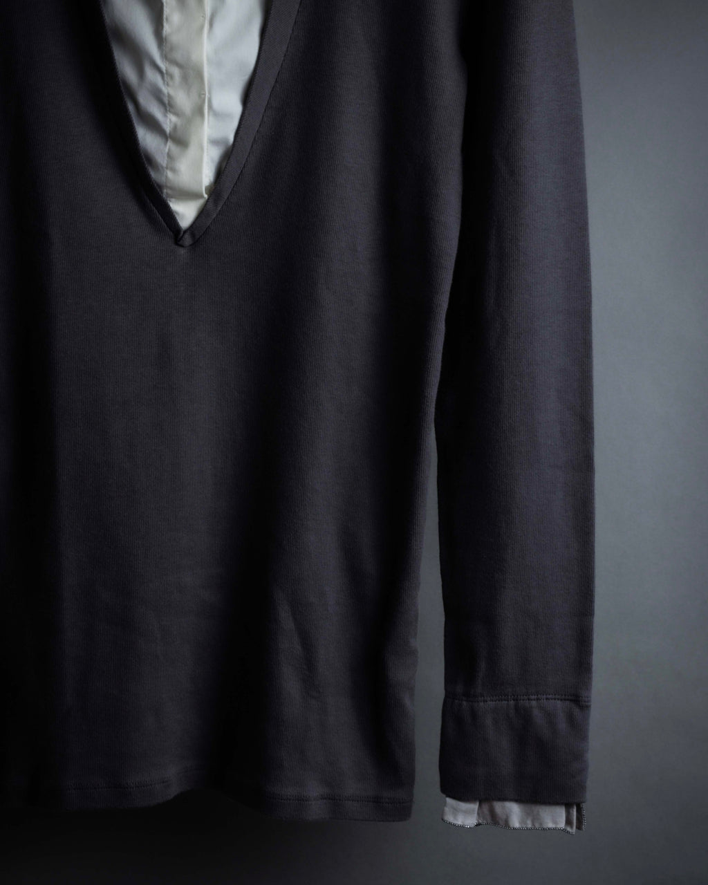 "BRUNELLO CUCINELLI" Layered shirt docking design knit pullover
