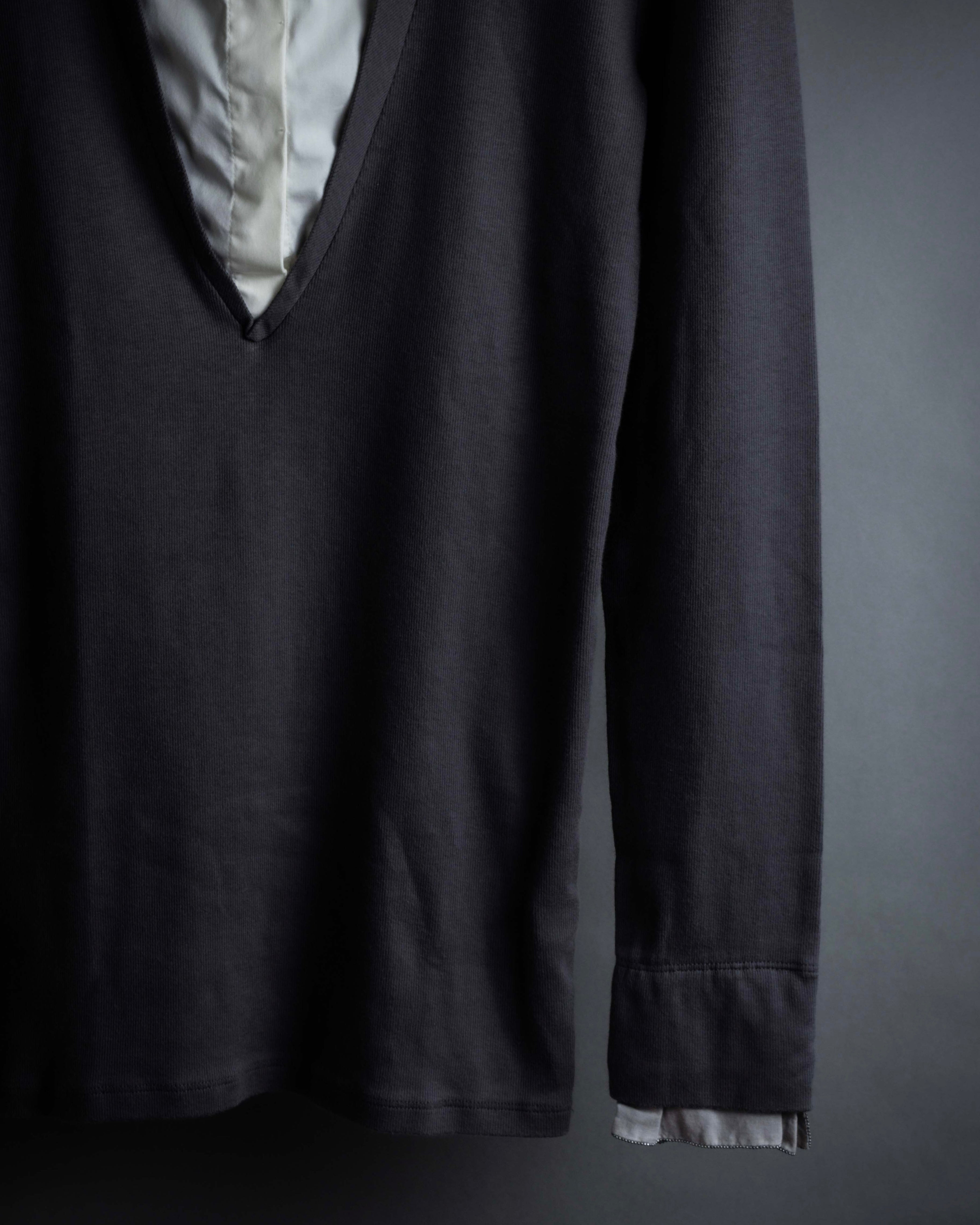 "BRUNELLO CUCINELLI" Layered shirt docking design knit pullover