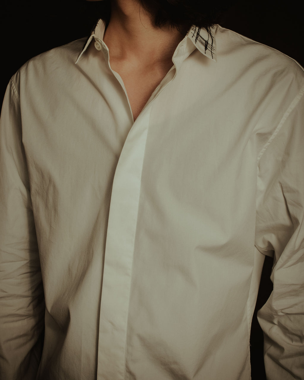 –SPECIAL– "Dior" 2024SS Embroidered grid-collar fly-front shirt