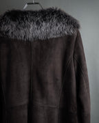 "NORTH BEACH" Smoky lamb fur design suede leather coat