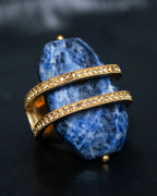 "Christian Dior" Sodalite Stone Gold Accent Ring