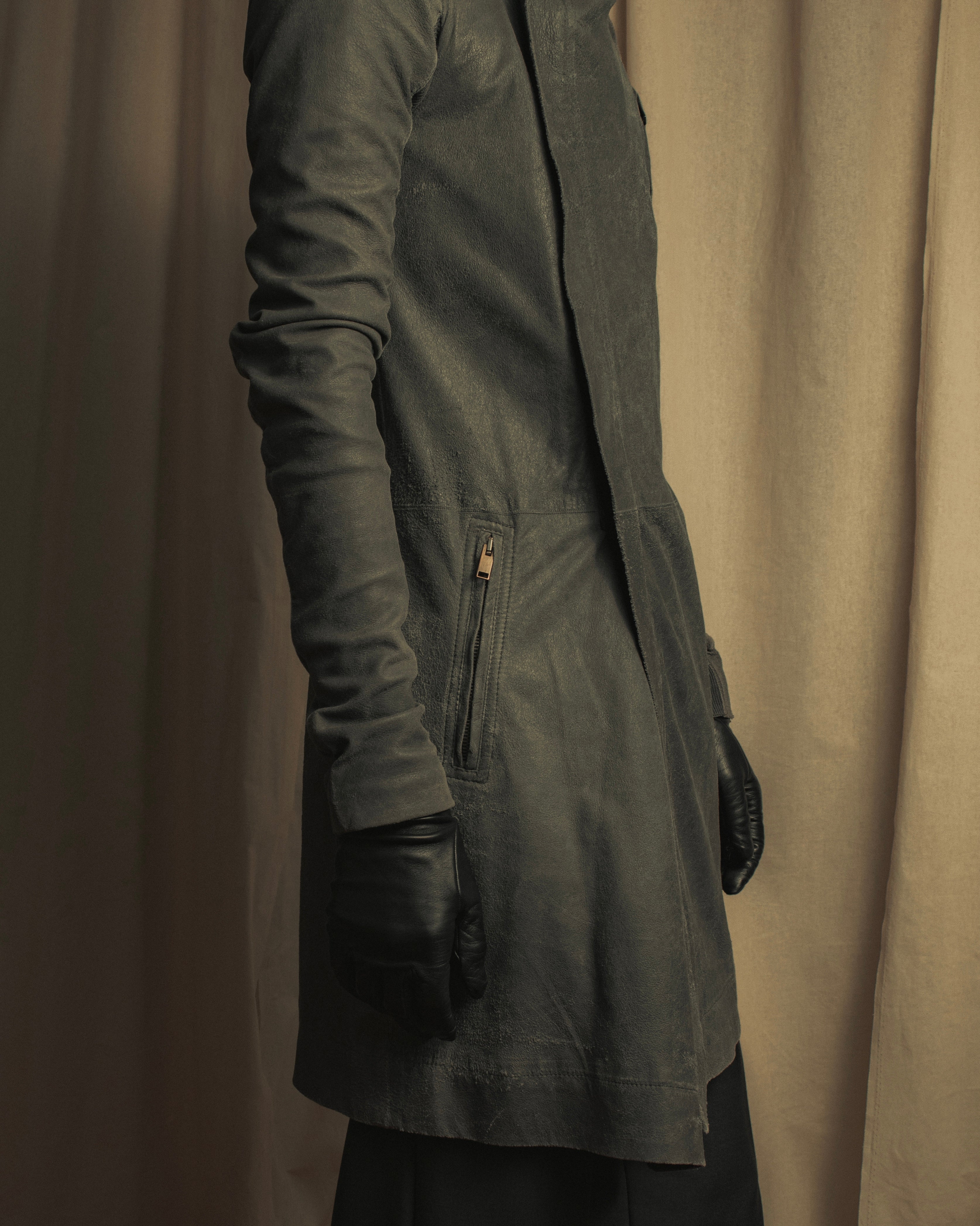 -SPECIAL- "Rick Owens" 13AW Ribbed leather zip-up jacket