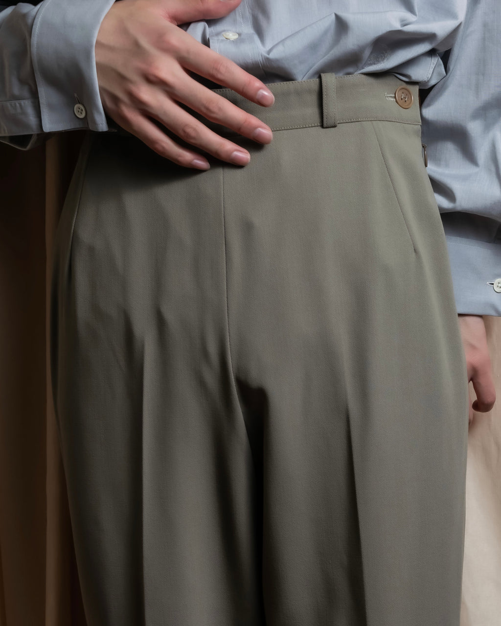 "HERMES" Margiela period silk wide straight slacks