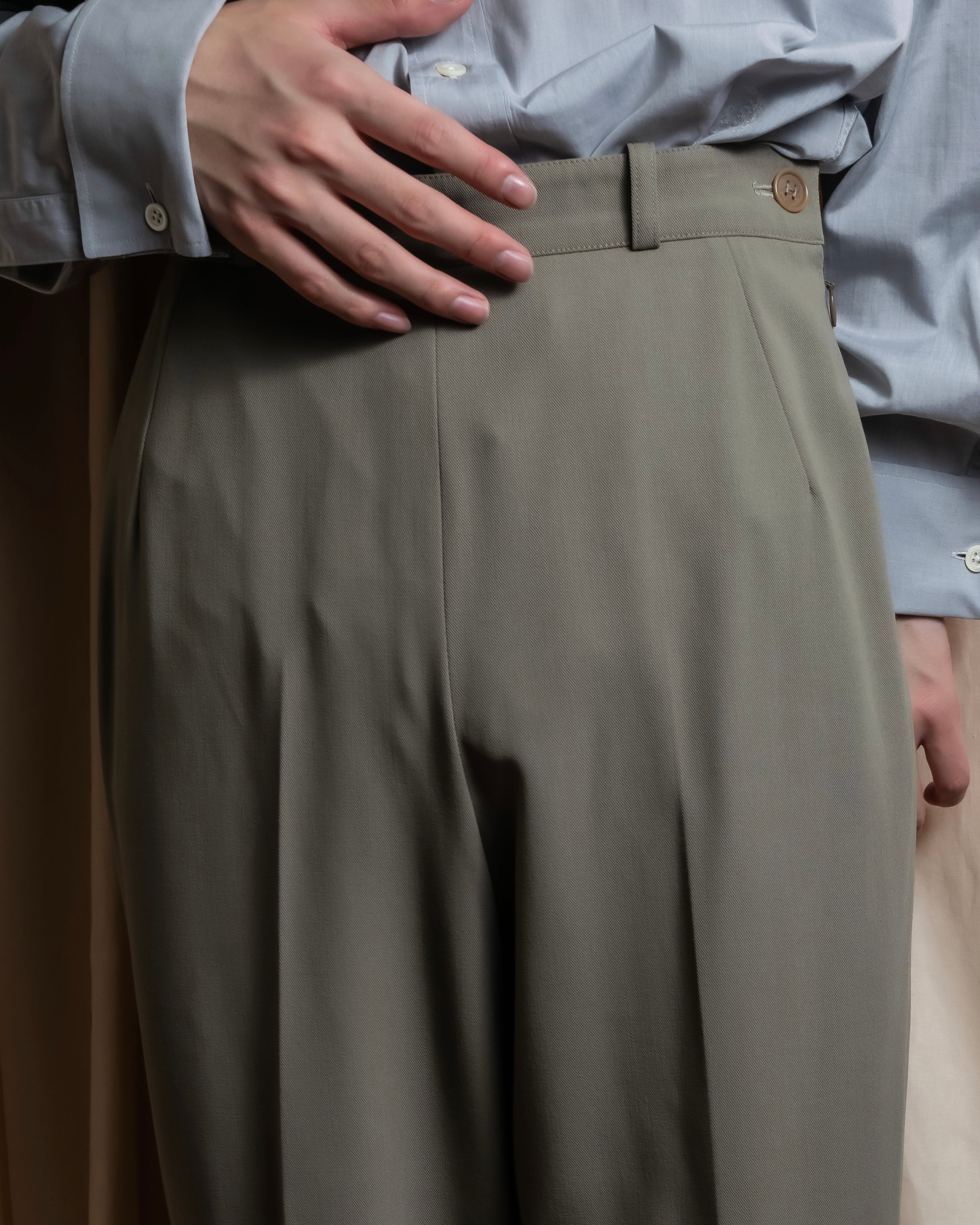 "HERMES" Margiela period silk wide straight slacks