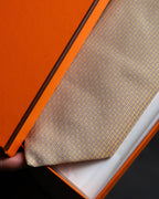 “HERMES” Double line patterned silk tie
