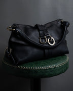 "Salvatore Ferragamo" Gancini reconstructed design shrink leather bag