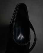 "GUCCI" 70’s-80’s Crest logo leather shoulder bag