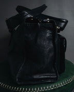 "CELINE" Leather double-pocket ring-hardware shoulder bag