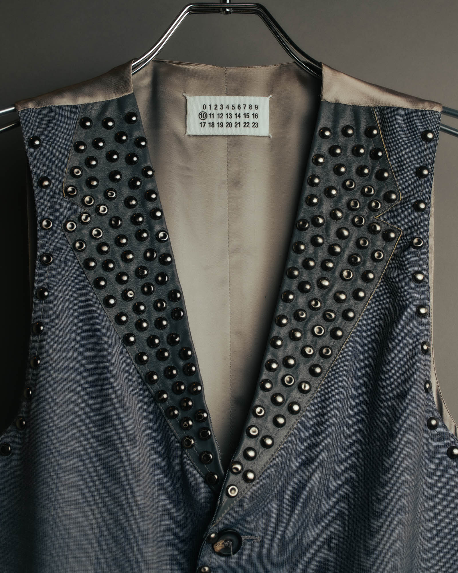 -SPECIAL- “Maison Martin Margiela” 07SS Studded wool leather tailored vest