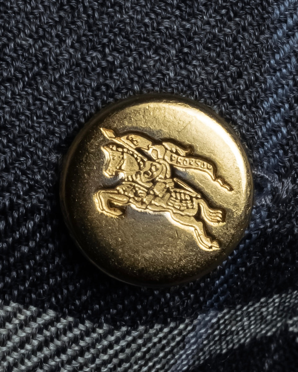 "BURBERRYS" Gold metal button design check pattern wool shirt