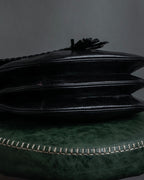 "YVES SAINT LAURENT" 80's-90's Logo engraved tassel detail bag