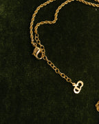 "Christian Dior" 80's-00's Rhinestone oval pendant necklace