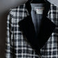 "YVES SAINT LAURENT" Monotone Madras check pattern shaped tailored jacket