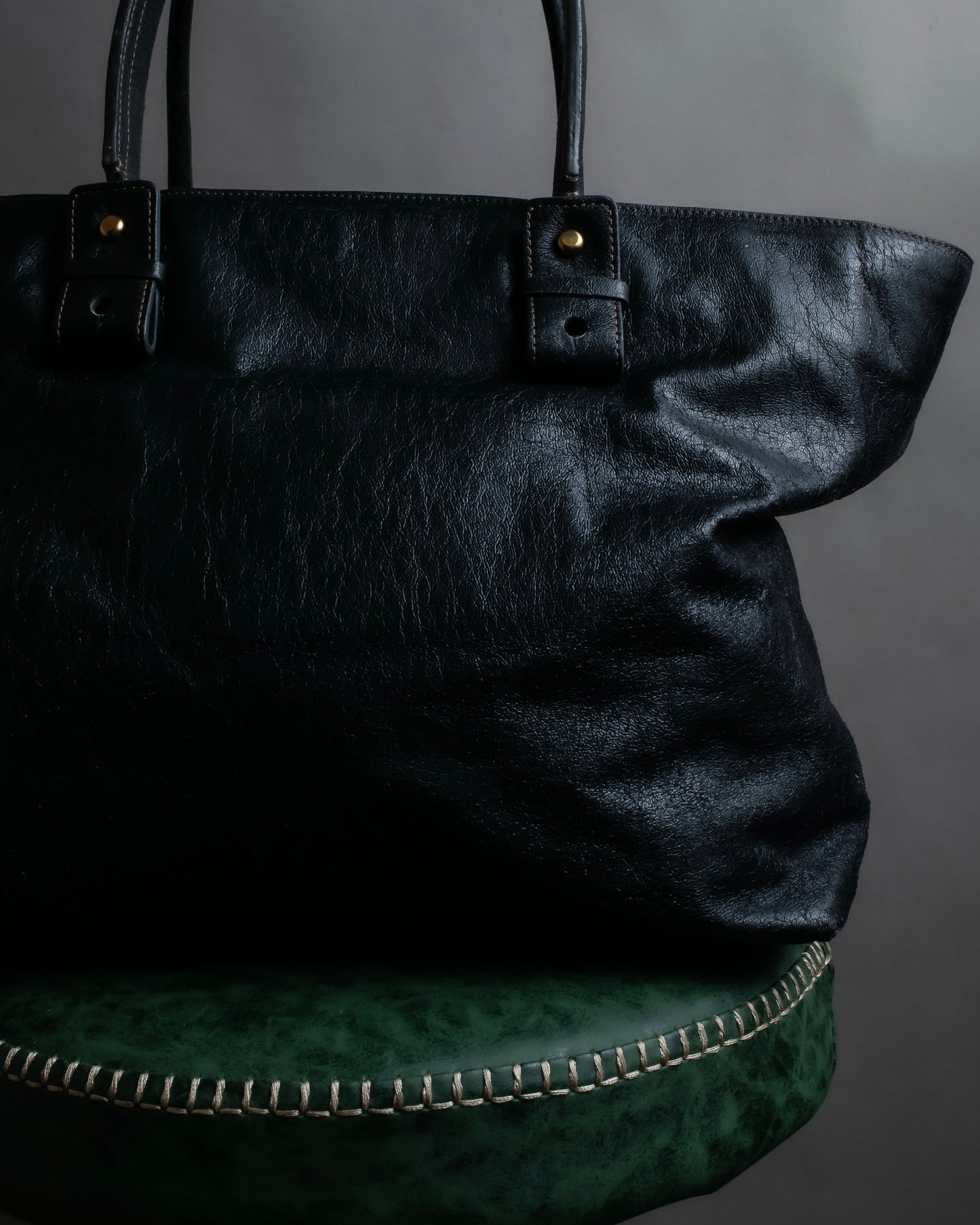 "Chloe" Eclipse series logo engraved leather tote bag