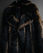 "BIEMME" 00’s striped rabbit fur belted coat