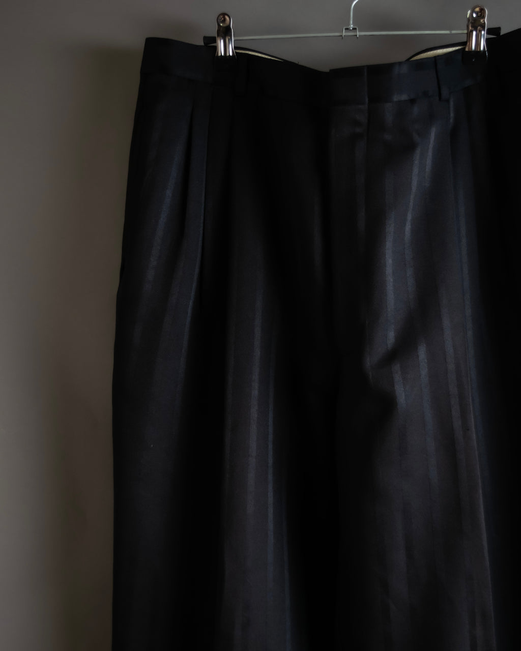 "Vintage subtle gloss striped wide slacks"