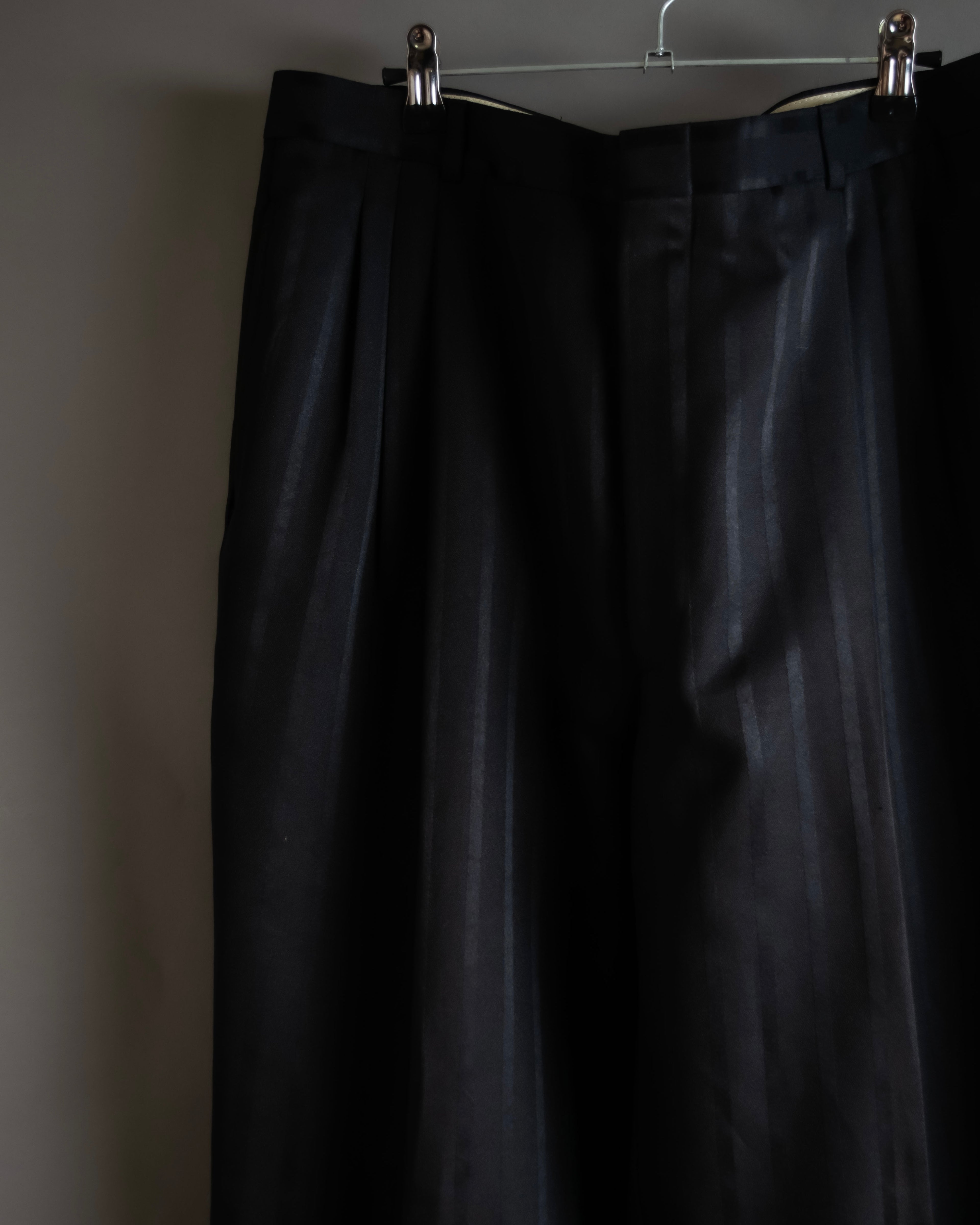 "Vintage subtle gloss striped wide slacks"