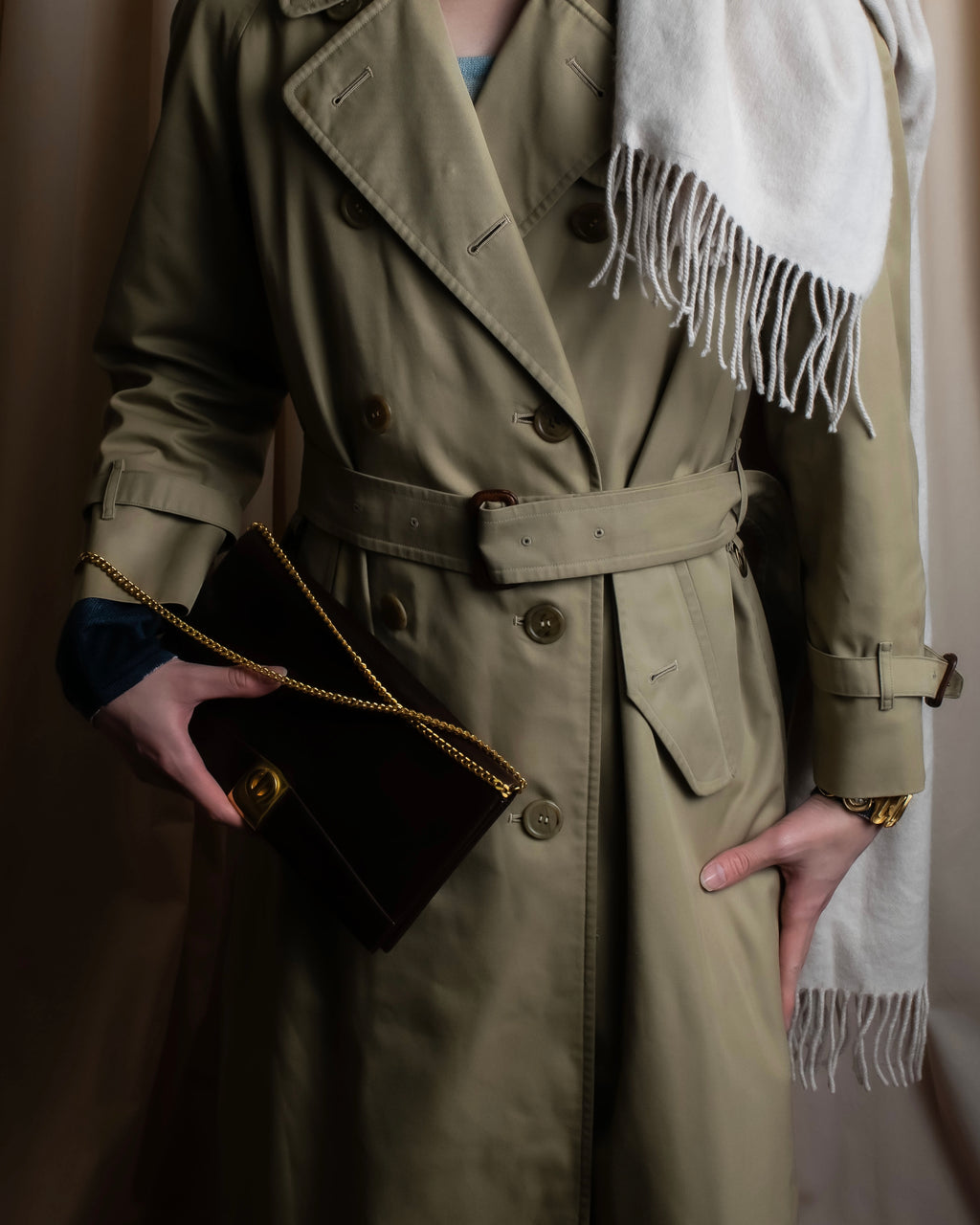 "BURBERRYS" Military detail long trench coat
