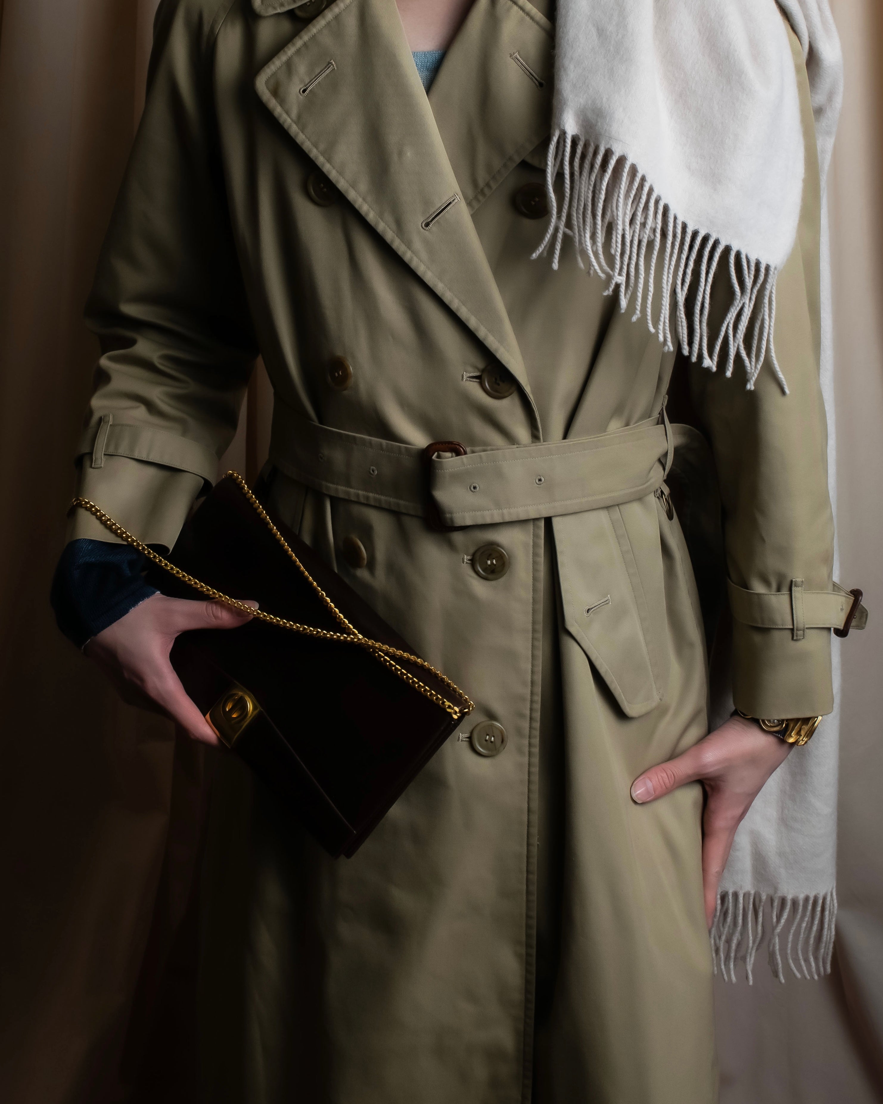 "BURBERRYS" Military detail long trench coat