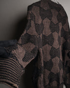 “Yves Saint Laurent” 80’s-90’s geometric knit cardigan