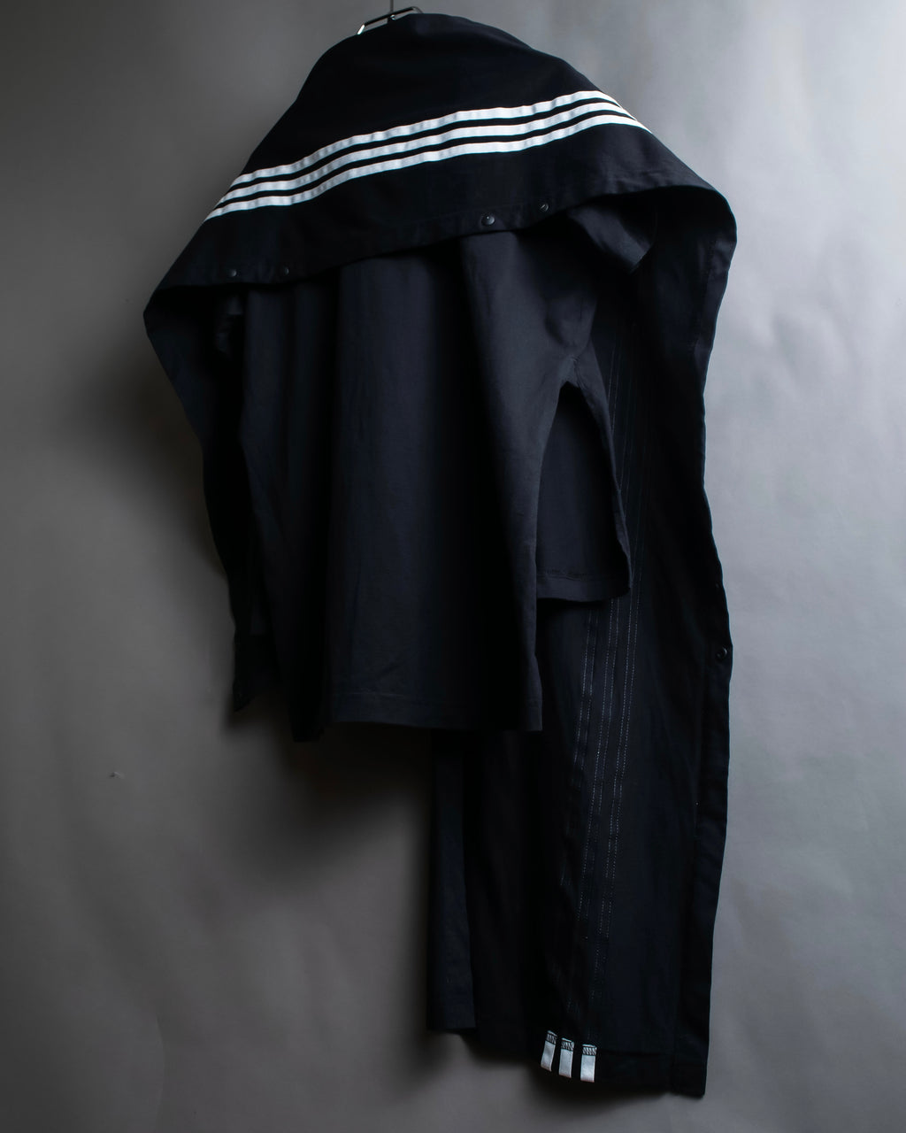 "Y-3" Asymmetrical three-stripes wrap dress