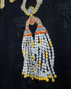 "Cartier" Gemstone brooch motif silk square scarf