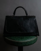 "FENDI" Hand stitched design leather hand bag