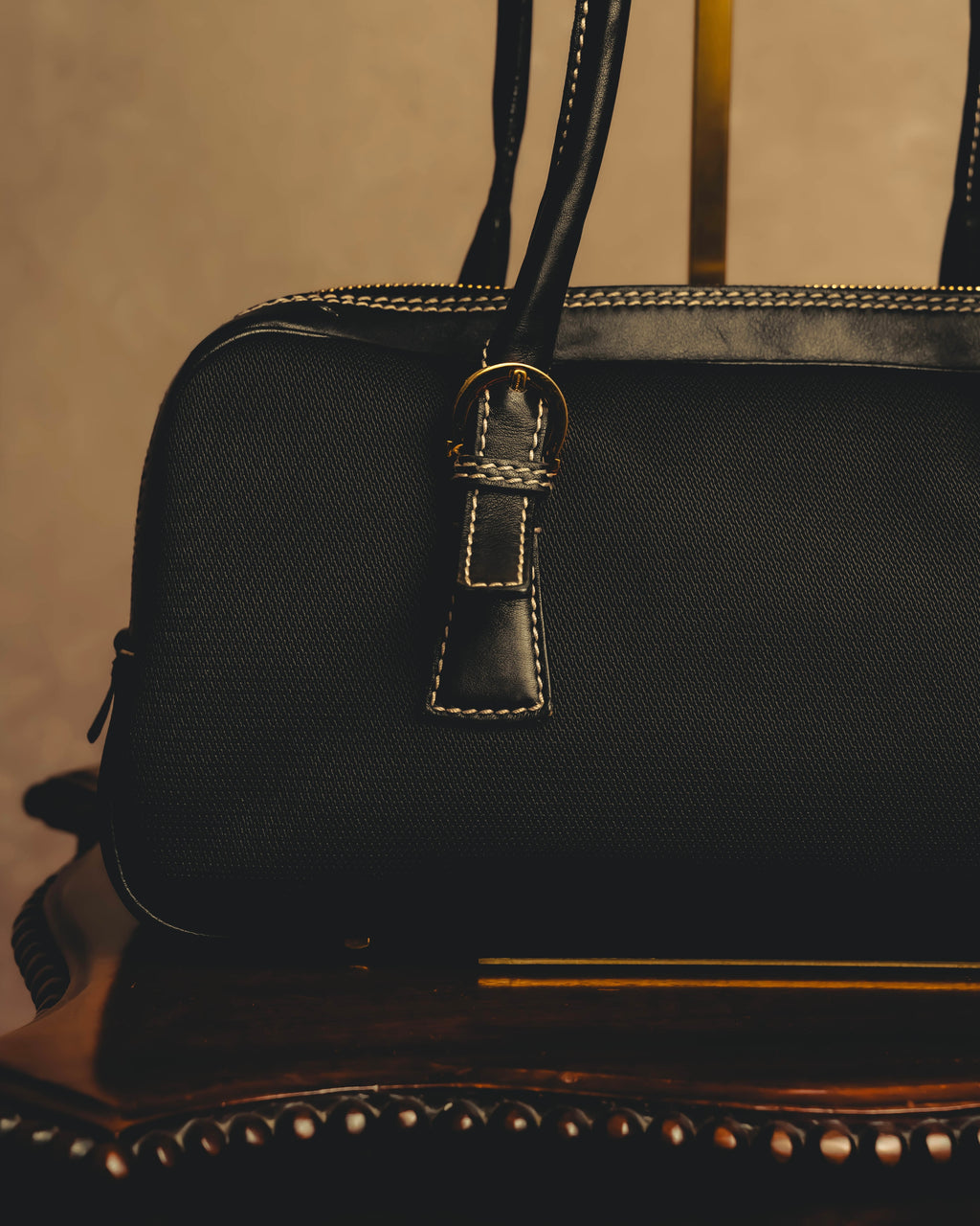 “Salvatore Ferragamo” 90’s-00’s Gancini-detail textured canvas shoulder bag
