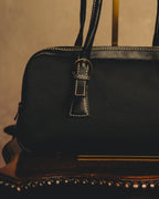 “Salvatore Ferragamo” 90’s-00’s Gancini-detail textured canvas shoulder bag