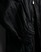 "CELINE" Gathered design hooded double zipper dress