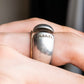 "CHANEL" Beautiful curves engraved logo silver ring