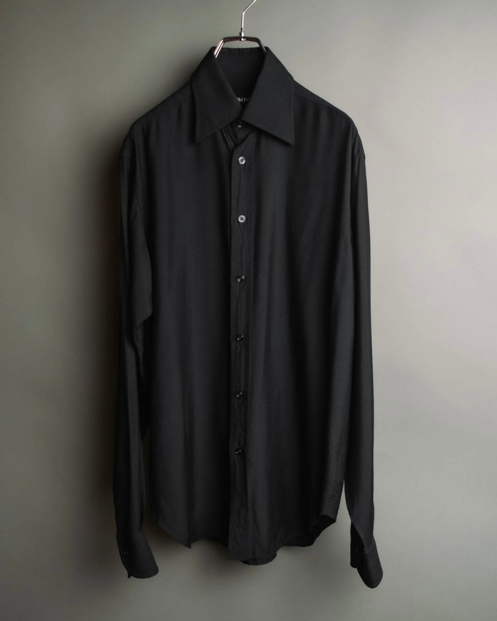 "TOM FORD" 2010's Fluid rayon silk classic collar black shirt