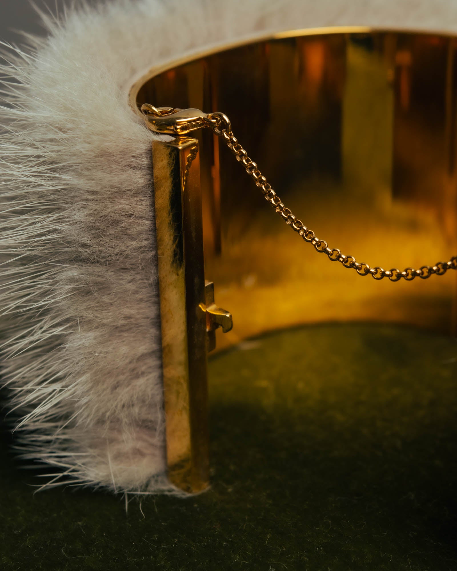“CELINE” 2010’s Fur covered cuff bracelet