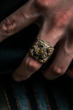 "CHANEL" Glass pearl Coco mark motif gold ring