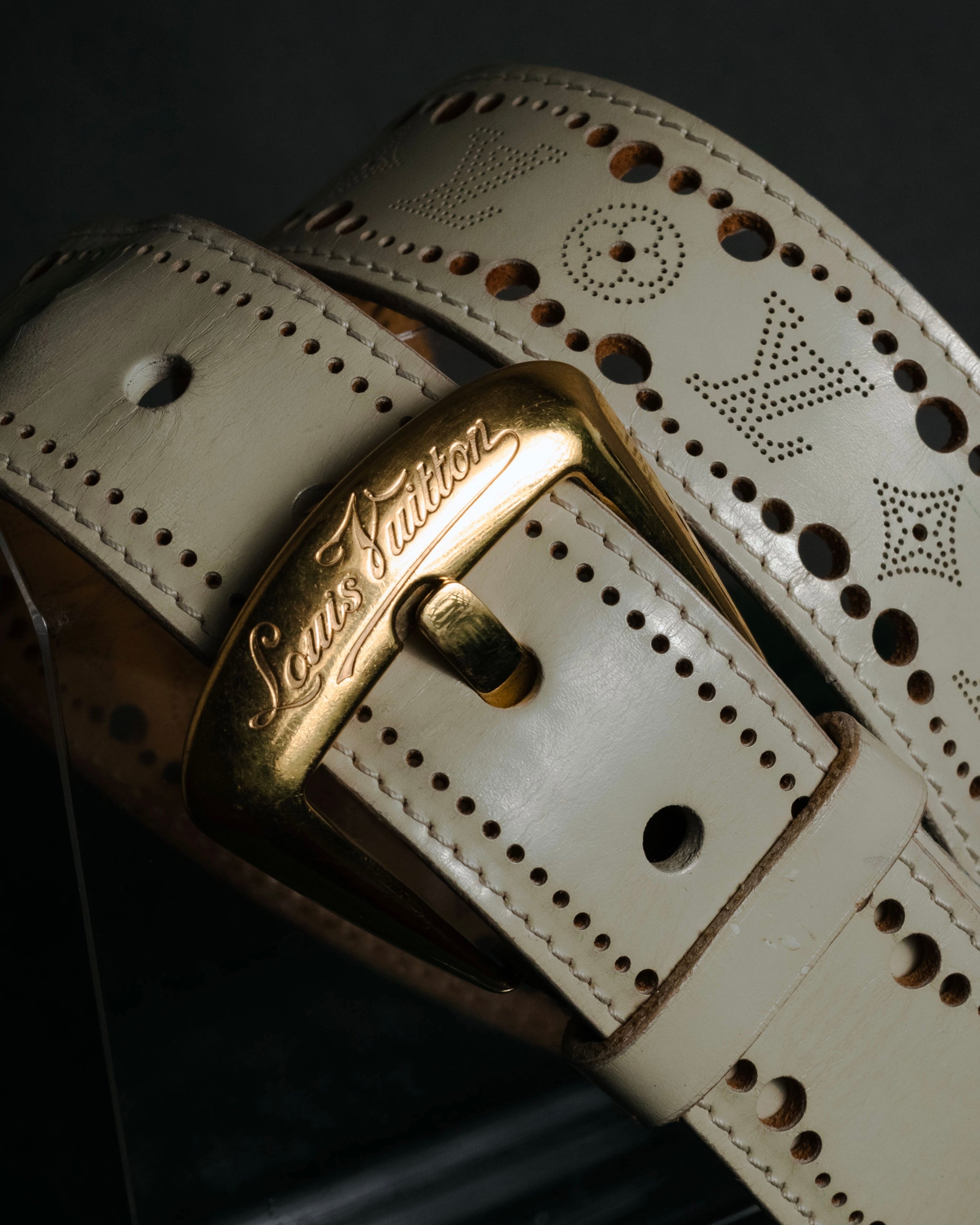 "LOUIS VUITTON" 00’s perforated monogram leather belt