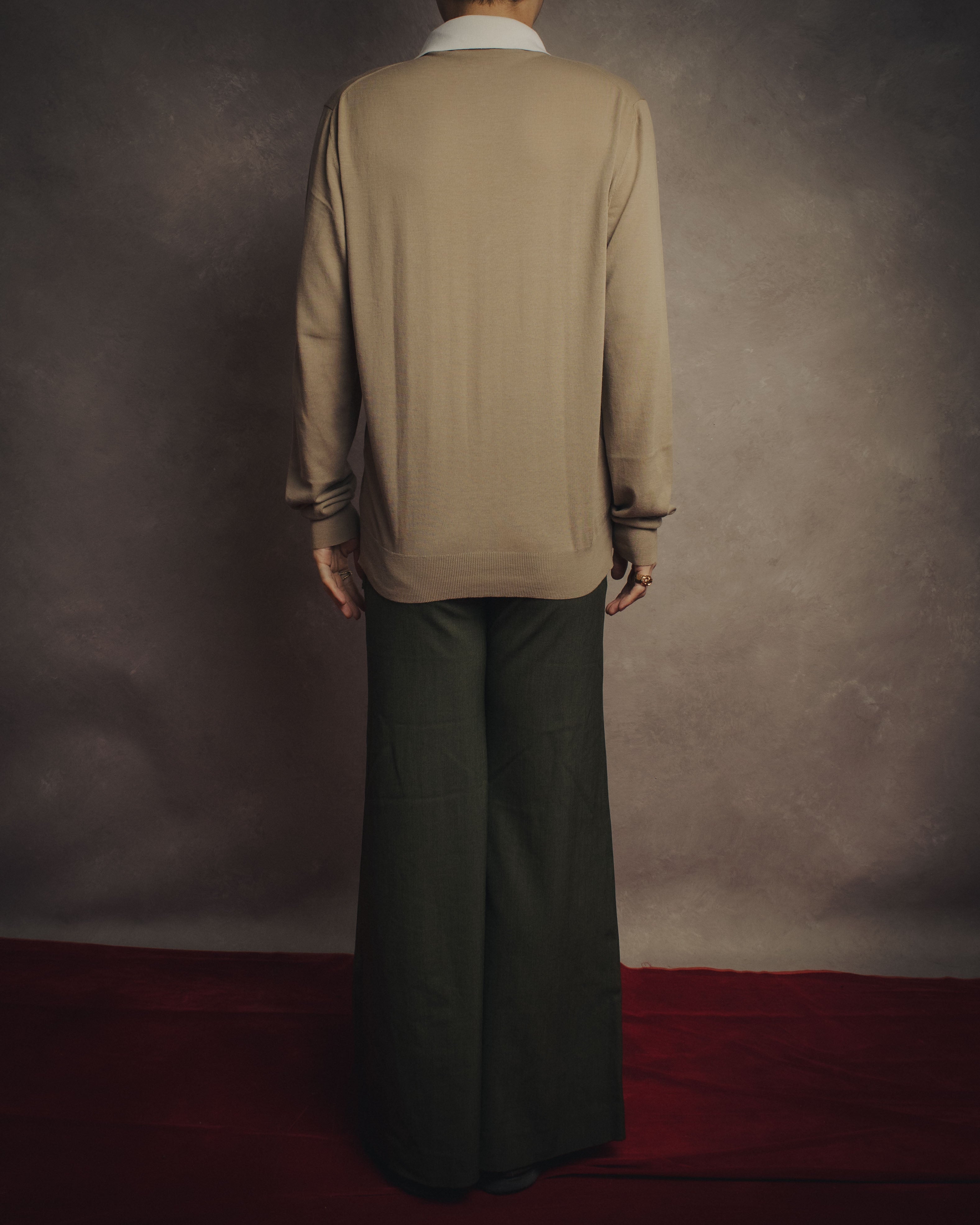-SPECIAL- “HERMÈS” 90’s-00’s Trompe l’oeil cotton knit cardigan